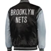 Brooklyn Nets Starter The Enforcer Satin Varsity Jacket - Black/Gray - Image 2