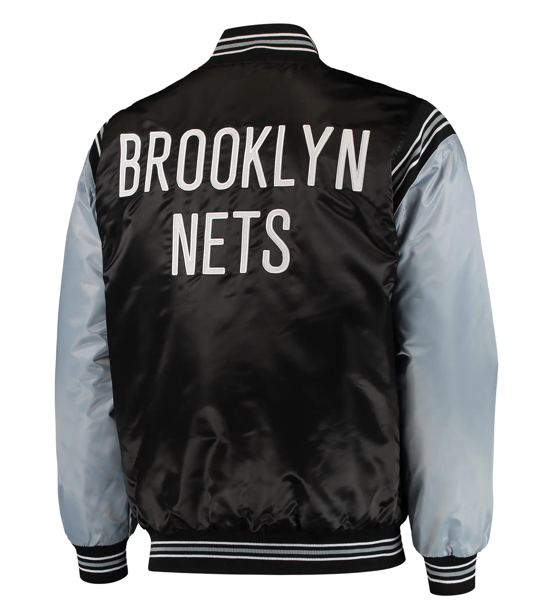 Alternative view of Brooklyn Nets Starter The Enforcer Satin Varsity Jacket - Black/Gray