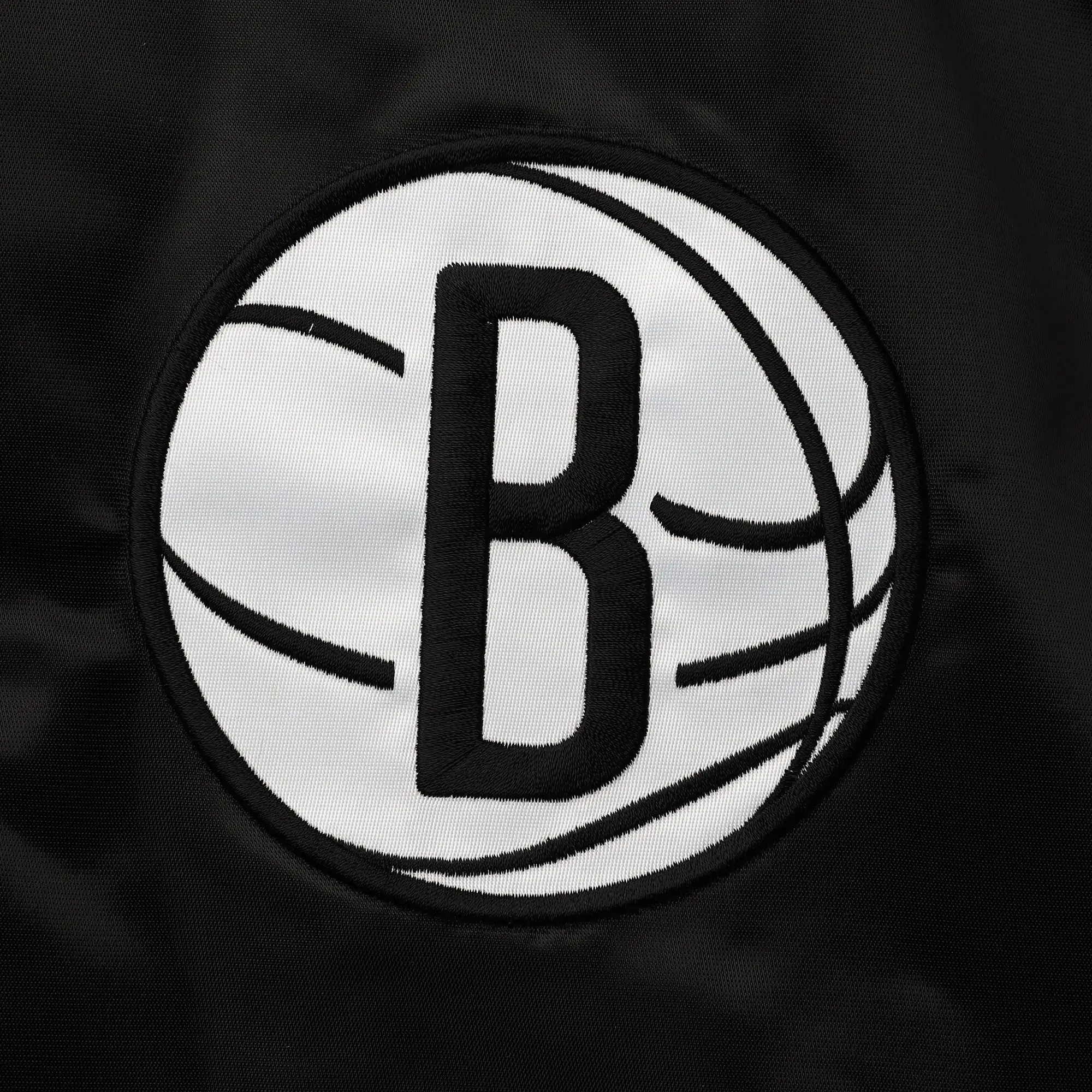 Brooklyn Nets Starter The Enforcer Satin Varsity Jacket - Black/Gray - Image 3