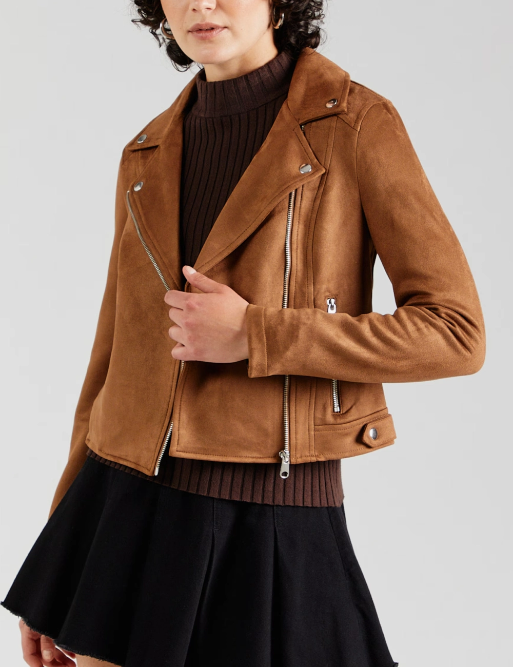 Caramel Shield Women Leather Moto Jacket (4)