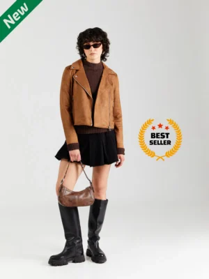 Caramel Shield Women Suede Leather Moto Jacket