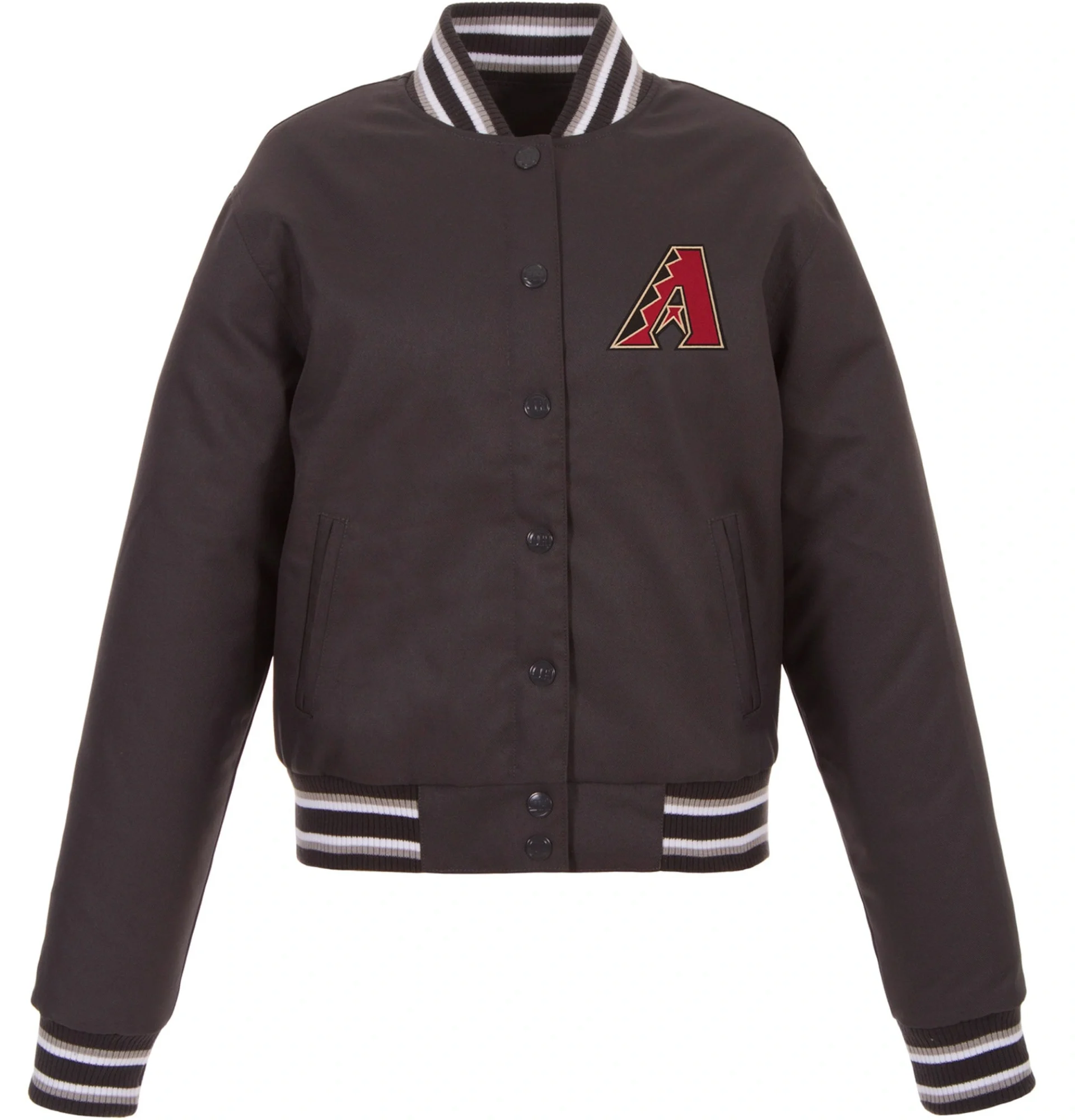Charcoal-Arizona-Diamondbacks-Poly-Twill-Full-Snap-Charcoal-Varsity-Jacket-leather moto1