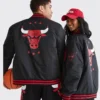 Chicago Bulls Bomber Couple Black With Ribbed Collar Varsity Jacket - Image 2