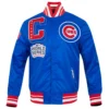 Chicago-Cubs-Full-Snap-Satin-Varsity-Blue-Jacket-leather moto 1