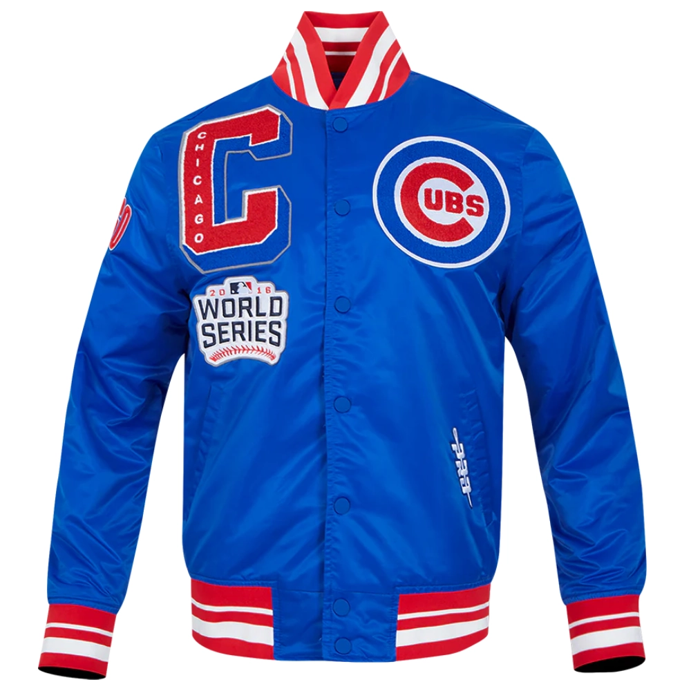 Chicago-Cubs-Full-Snap-Satin-Varsity-Blue-Jacket-leather moto 1