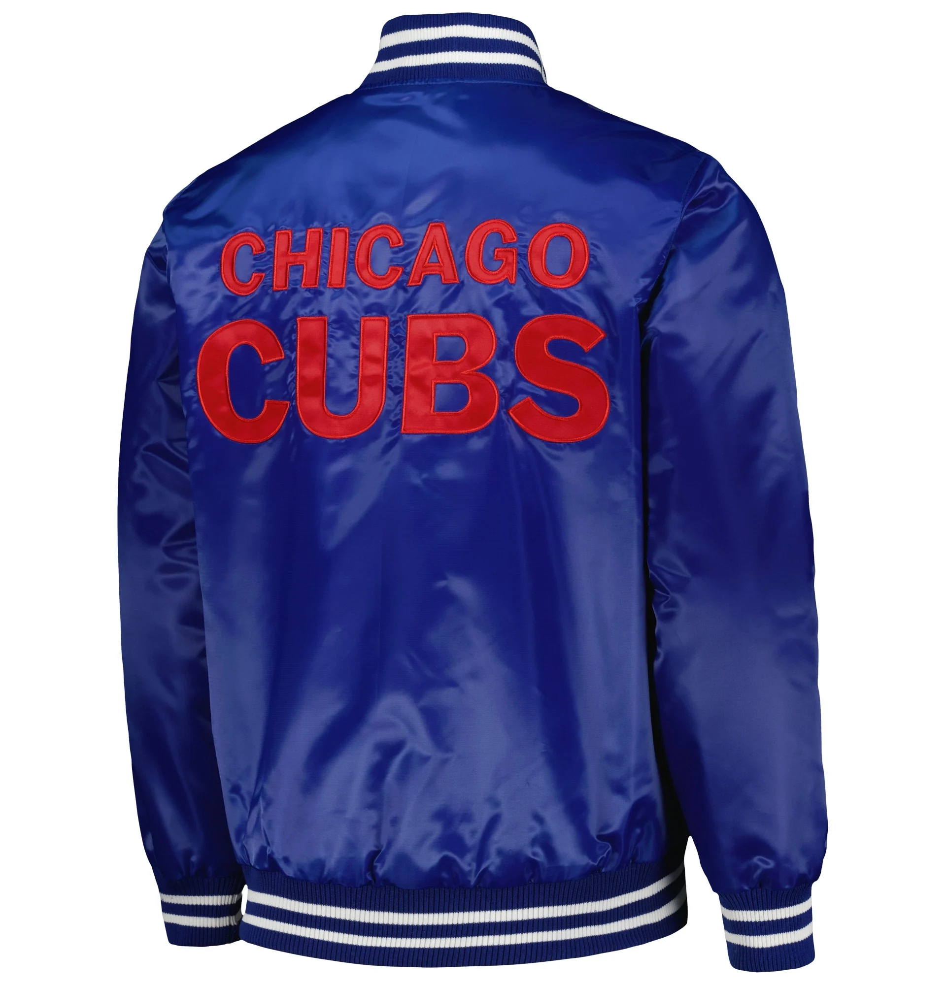 Chicago-Cubs-Starter-Patches-Full-Snap-Satin-Varsity-Blue-Jacket-leather moto 2