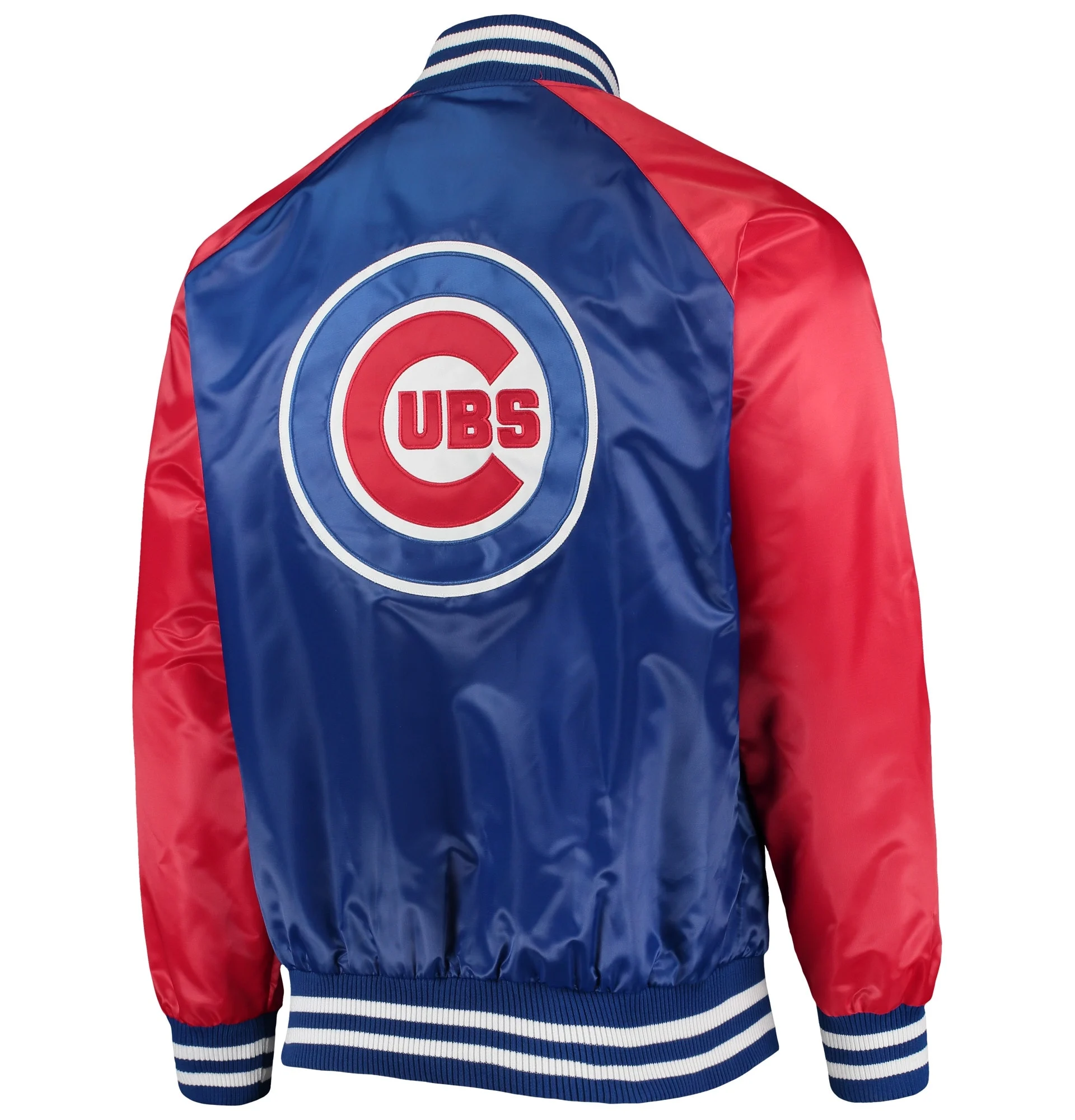 Chicago-Cubs-Starter-The-Lead-Off-Hitter-Full-Snap-Satin-Varsity-Jacket-Royal-Red-leather moto 2