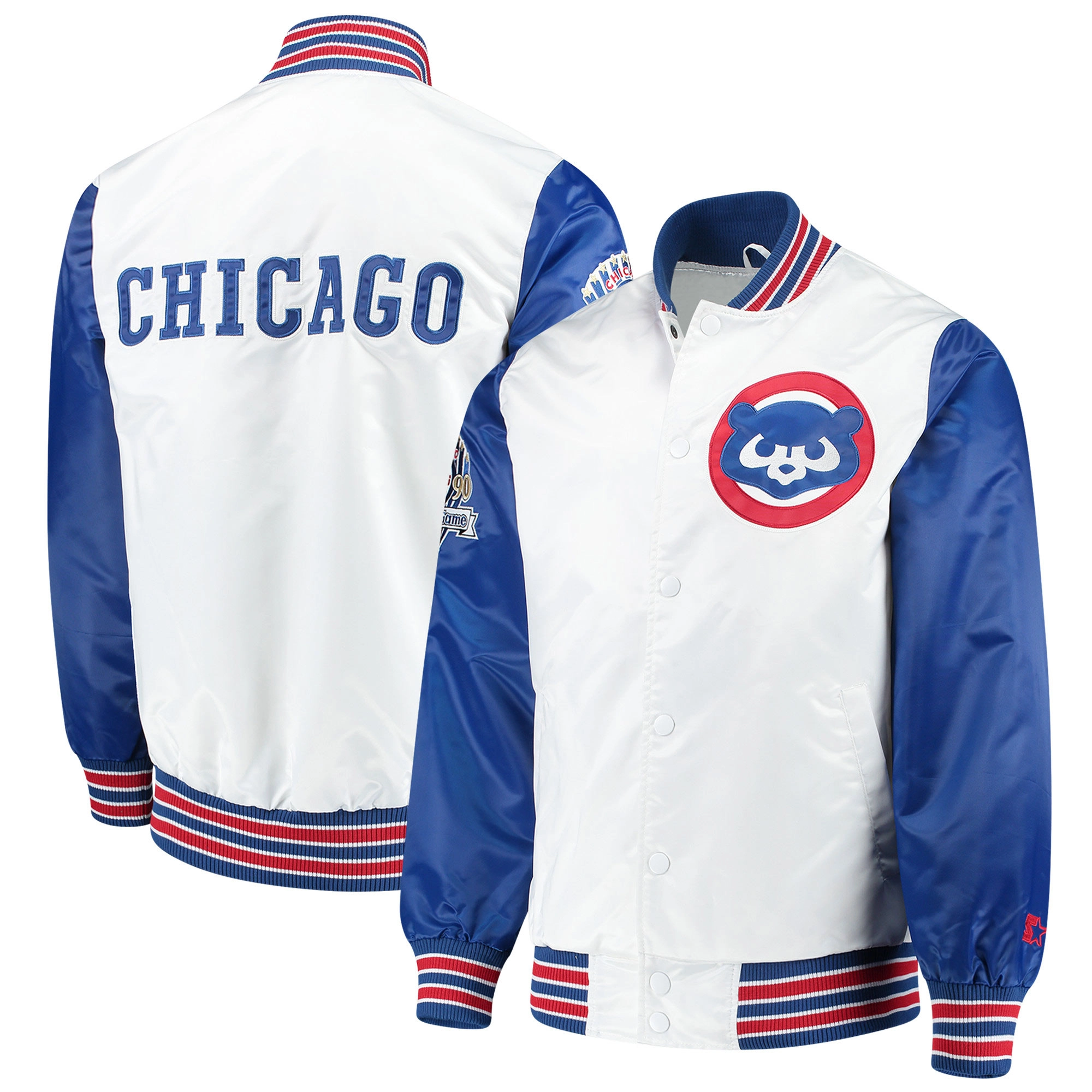 Chicago-Cubs-Starter-The-Legend-Full-Snap-Satin-Varsity-Jacket-White-Blue-leather moto 3