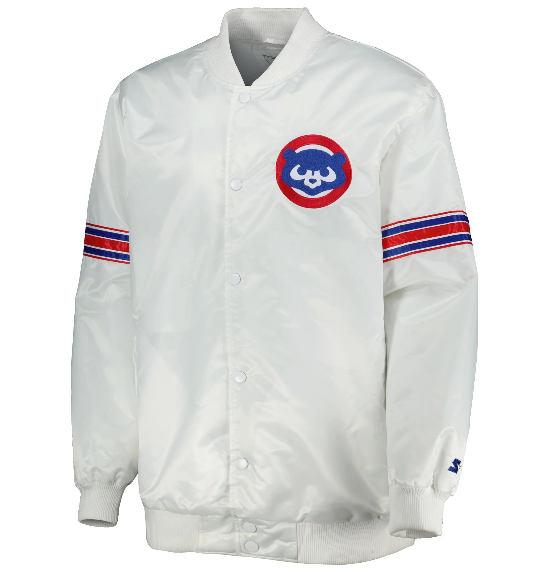 Chicago-Cubs-Starter-White-Power-Forward-Full-Snap-Satin-Varsity-Jacket-leather moto