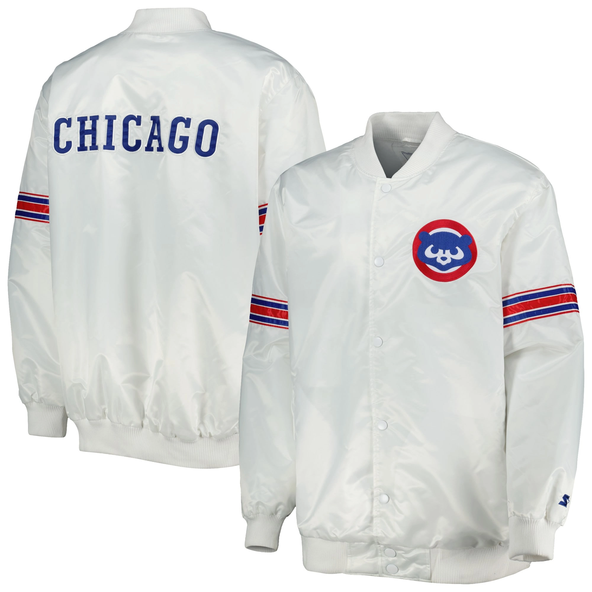 Chicago-Cubs-Starter-White-Power-Forward-Full-Snap-Satin-Varsity-Jacket-lether moto 3