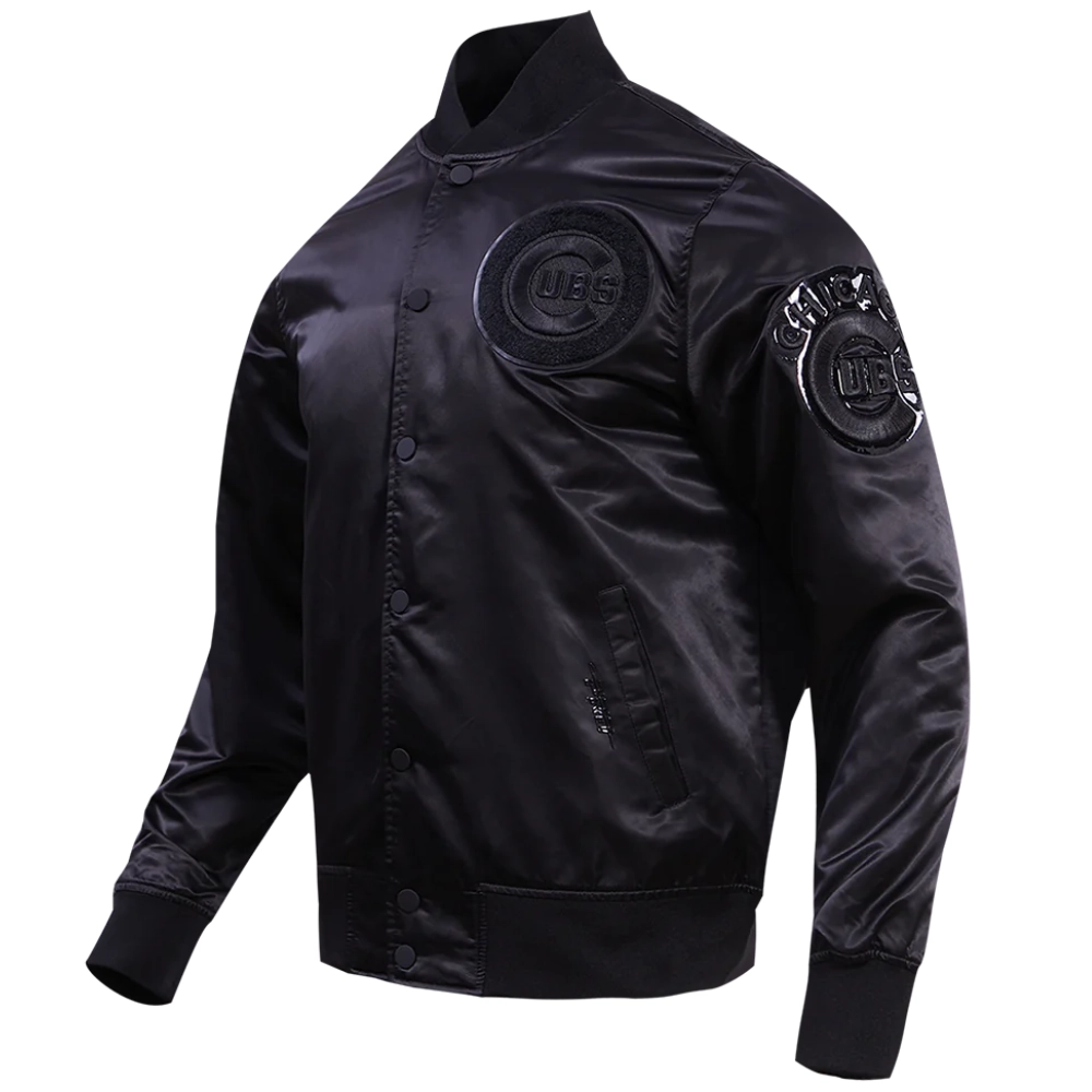 Chicago-Cubs-Triple-Black-Satin-Varsity-Jacket-leather moto 3