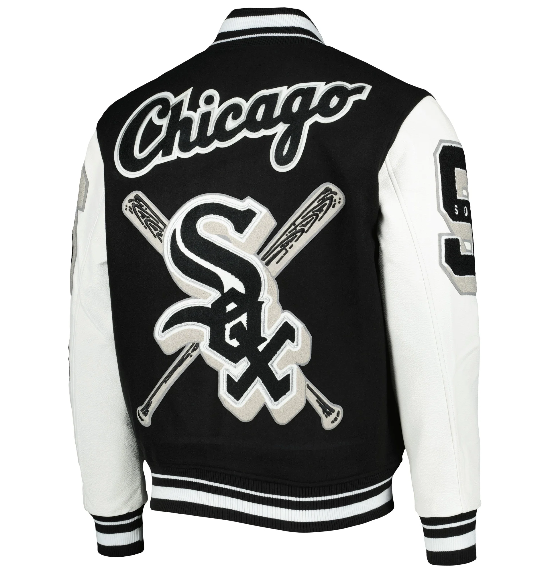 Chicago-White-Sox-Pro-Standard-Mash-Up-Logo-Varsity-Jacket-leather moto 2
