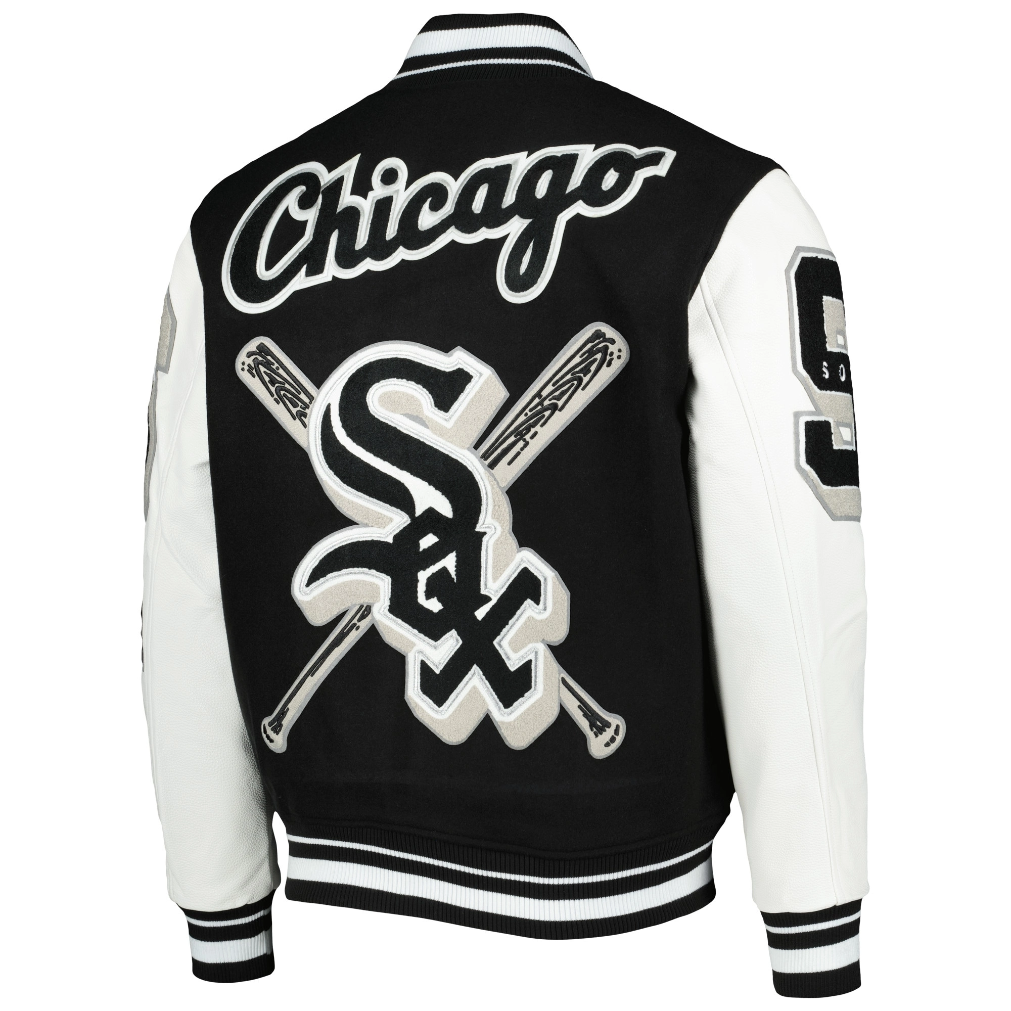 Chicago-White-Sox-Pro-Standard-Mash-Up-Logo-Varsity-Jacket-leather moto 2