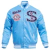 Chicago-White-Sox-Pro-Standard-Retro-Classic-Satin-Varsity-Blue-Jacket leather moto 1