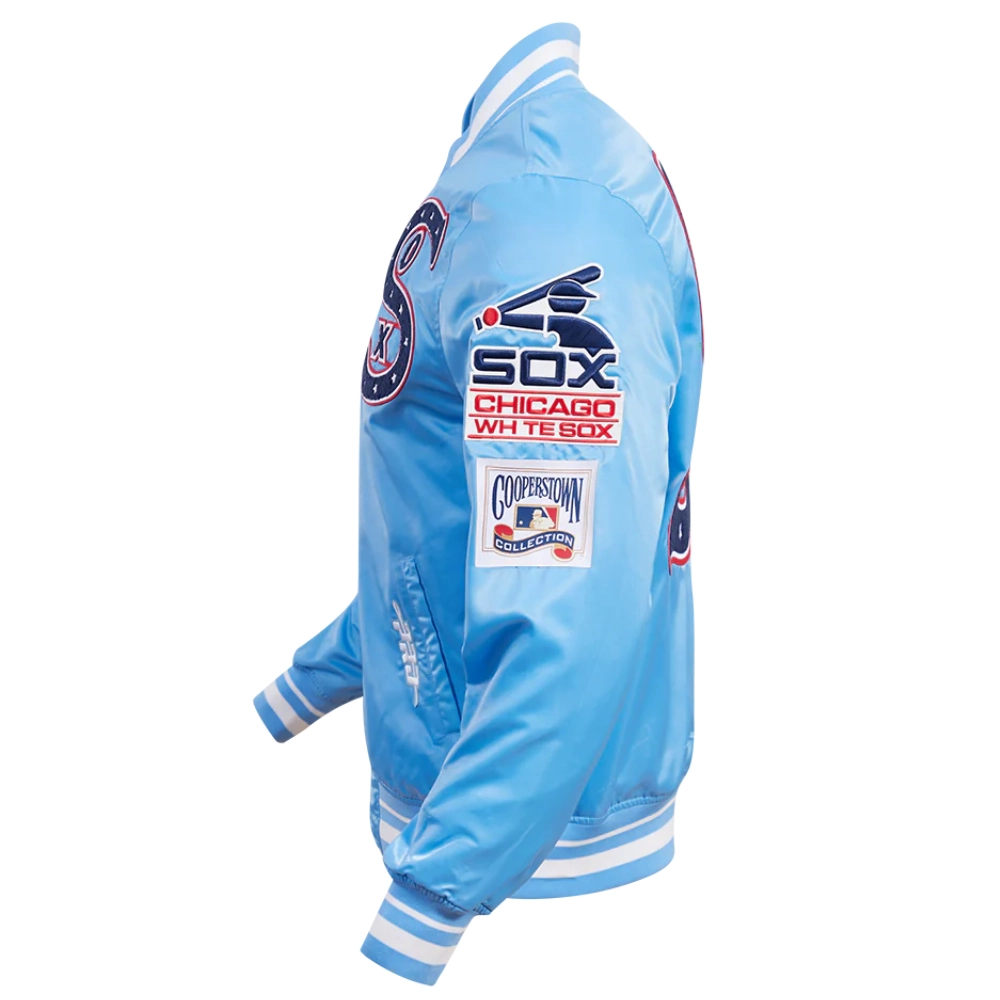 Chicago-White-Sox-Pro-Standard-Retro-Classic-Satin-Varsity-Blue-Jacket-leather moto 3