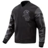 Chicago-White-Sox-Pro-Standard-Triple-Black-Varsity-Jacket-leather moto 1