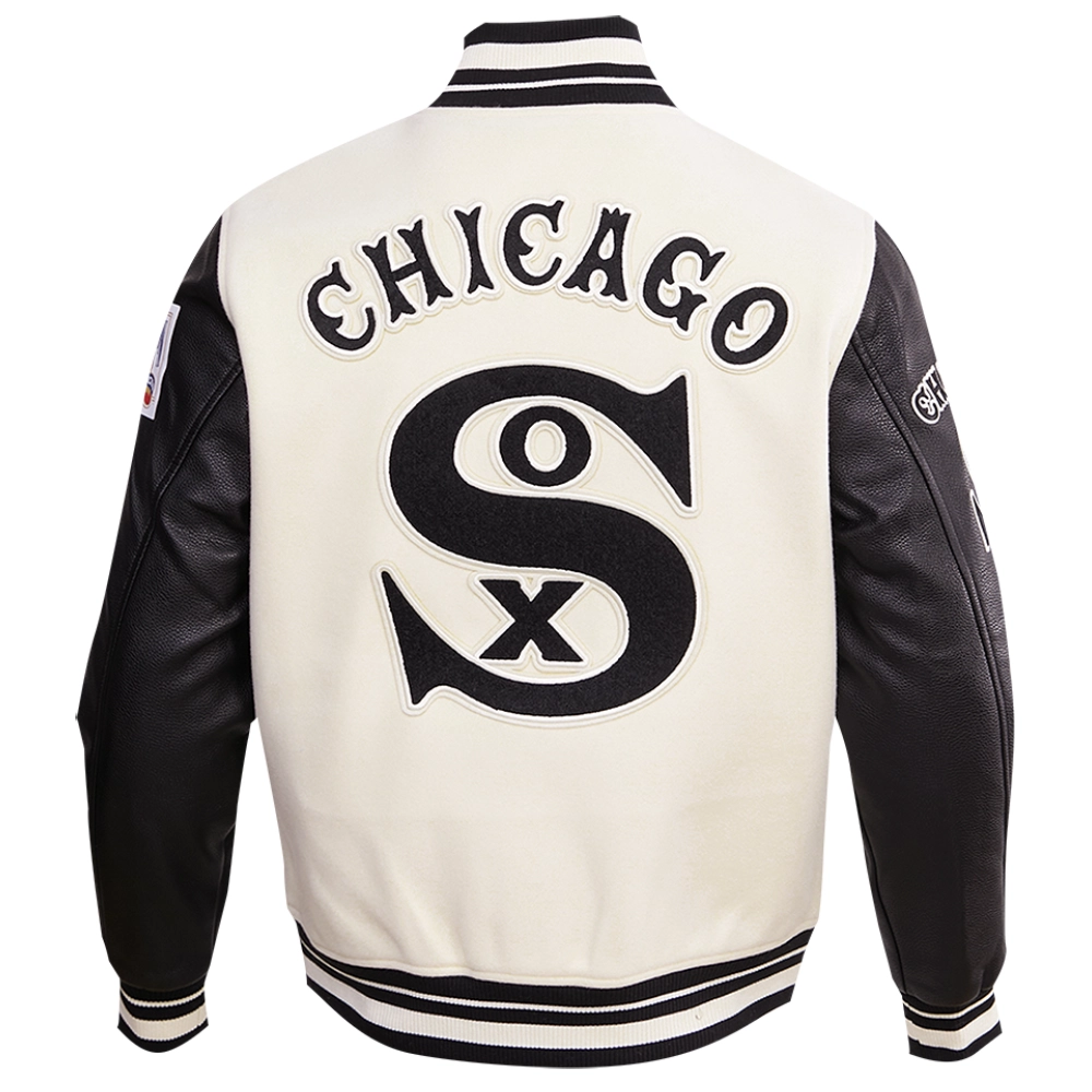 Chicago-White-Sox-Retro-Classic-Rib-Knitted-White-Black-Varsity-Jacket-leather moto 2