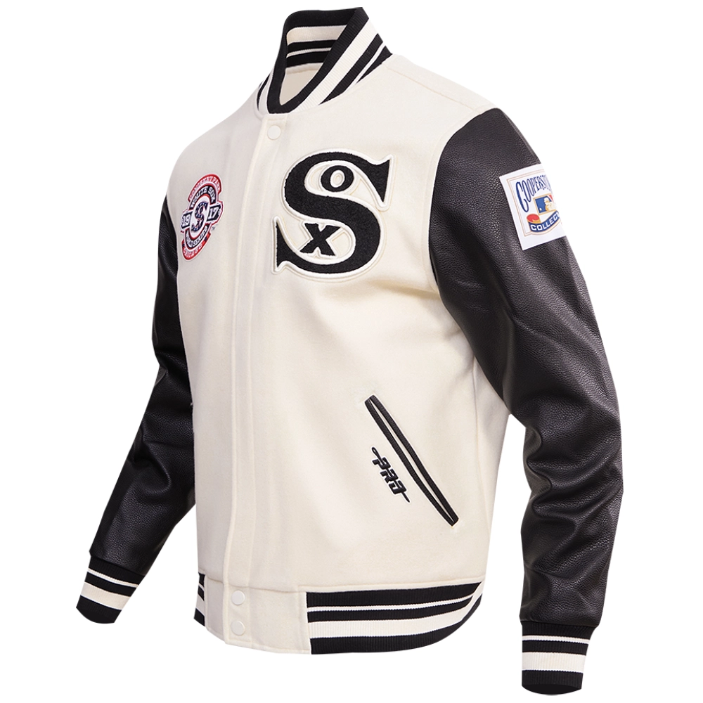 Chicago-White-Sox-Retro-Classic-Rib-Knitted-White-Black-Varsity-Jacket-leather moto 3
