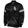 Chicago-White-Sox-Starter-Pick-Roll-Full-Snap-Satin-Varsity-Jacket-leather moto 1