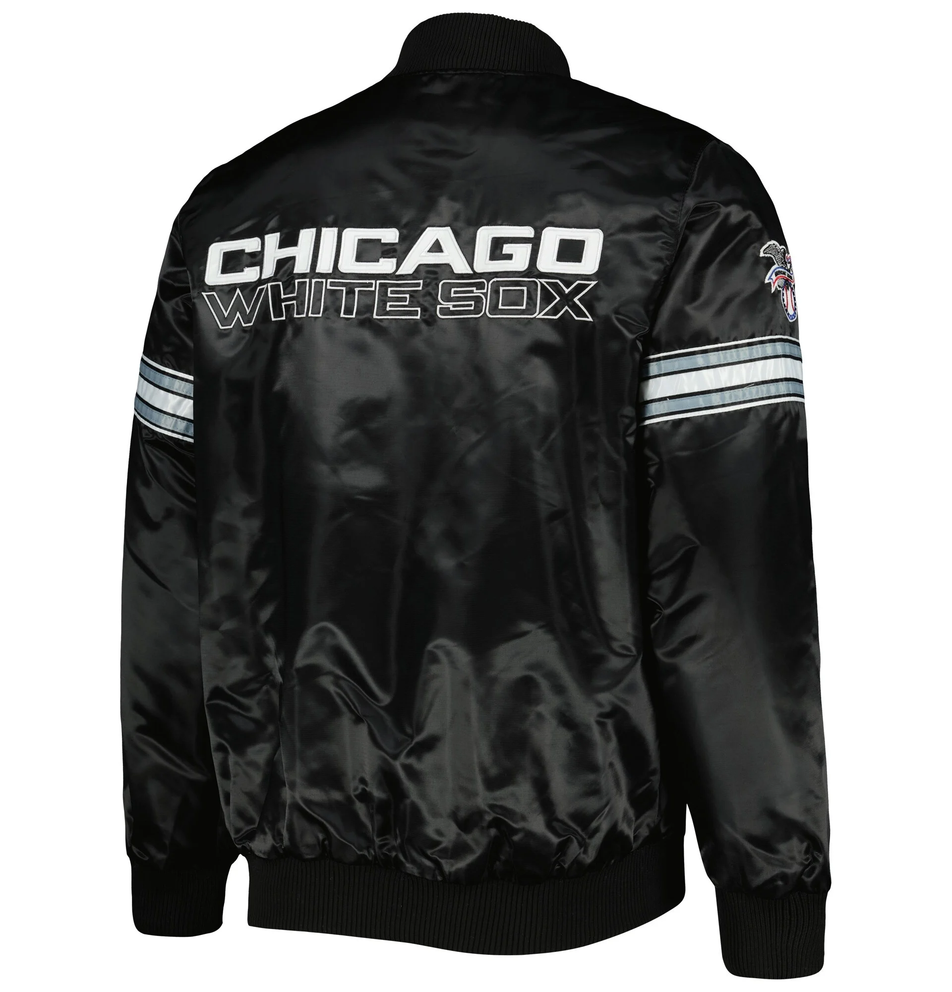 Chicago-White-Sox-Starter-Pick-Roll-Full-Snap-Satin-Varsity-Jacket leather moto2