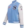 Chicago-White-Sox-Womens-Full-Snap-Satin-Varsity-Jacket leather moto 3