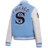 Chicago-White-Sox-Womens-Full-Snap-Satin-Varsity-Jacket-leather moto 4