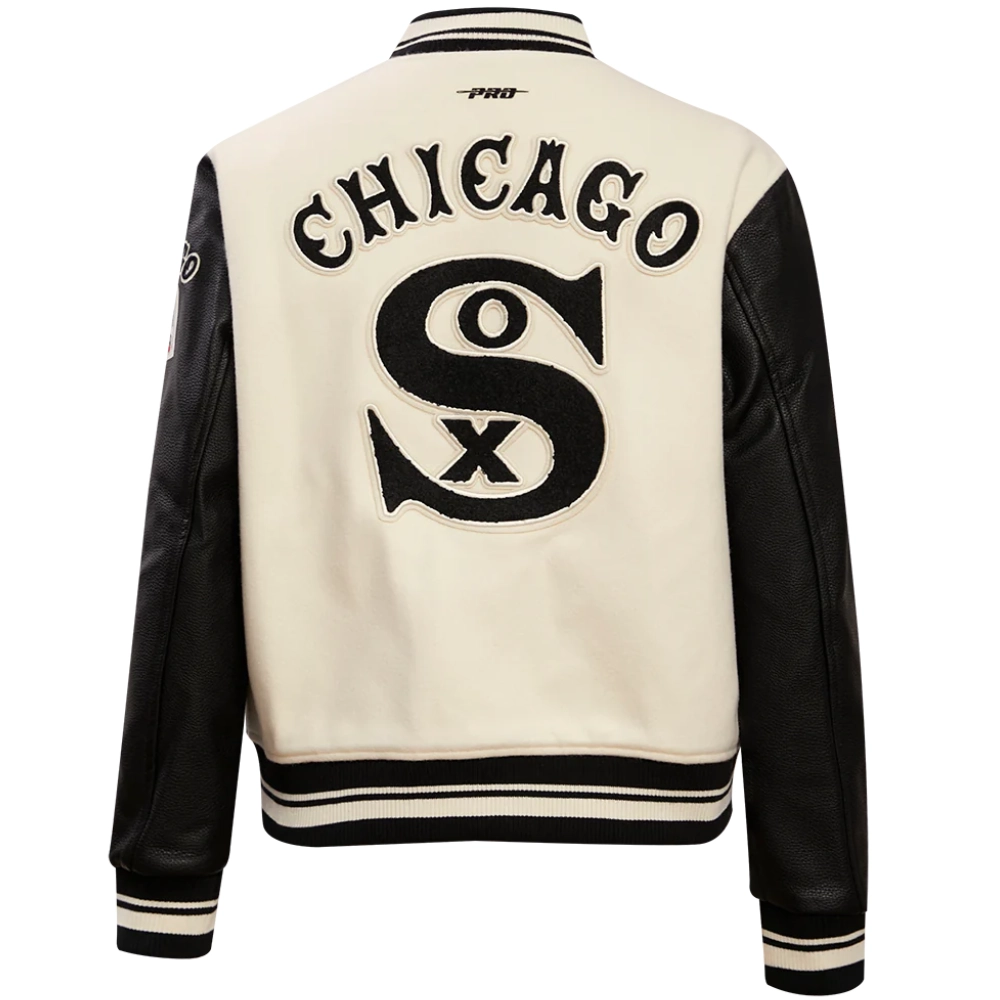 Chicago-White-Sox-Womens-White_Black-Rib-Knitted-Varsity-Jacket-leather moto 2