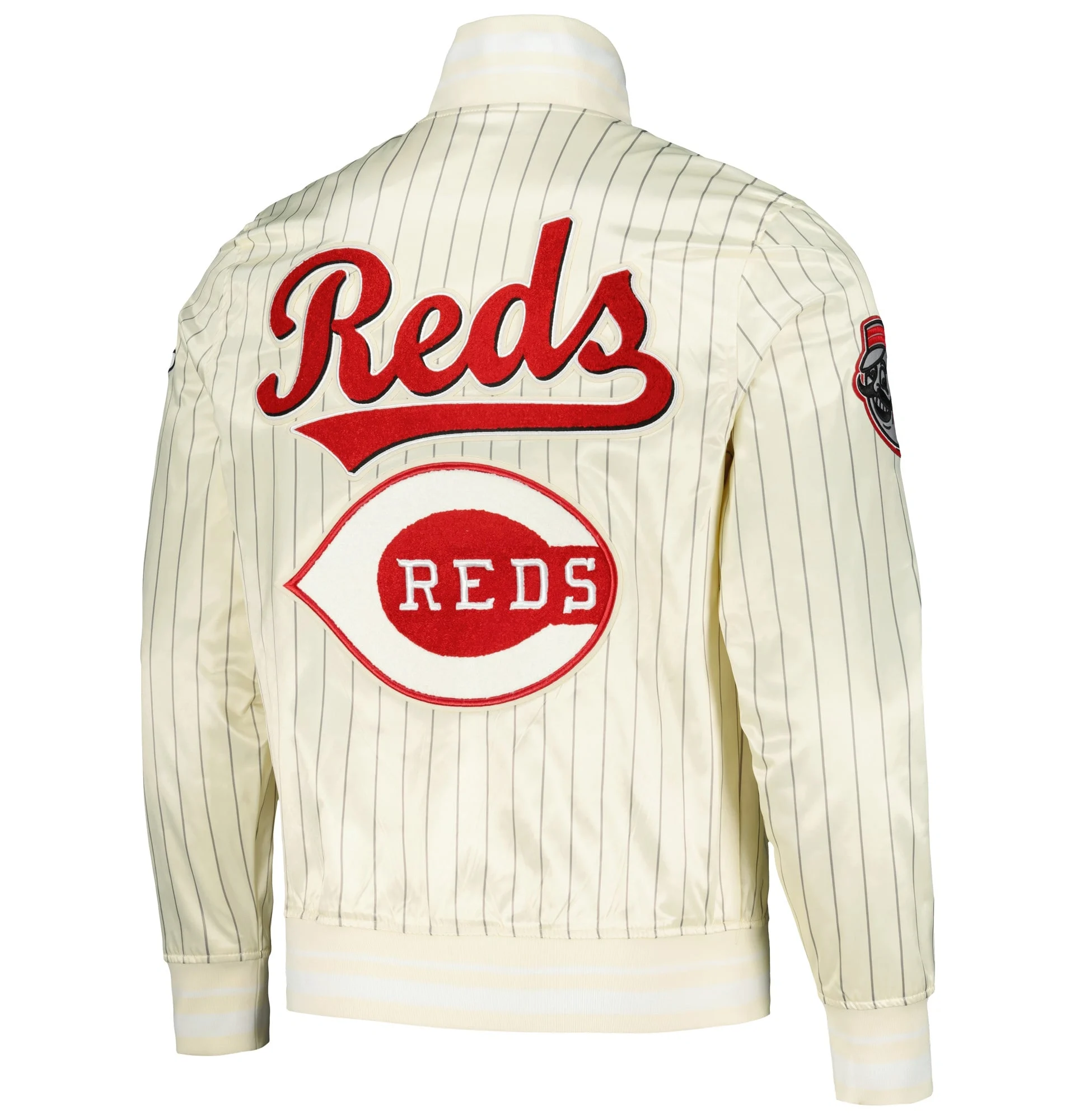 Cincinnati-Reds-Pro-Standard-Classic-Rib-Knitted-Full-Snap-Satin-Varsity-Cream-Jacket-leather moto 2