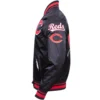 Cincinnati-Reds-Rib-Knitted-Full-Snap-Black-Satin-Varsity-Jacket-leather moto 3