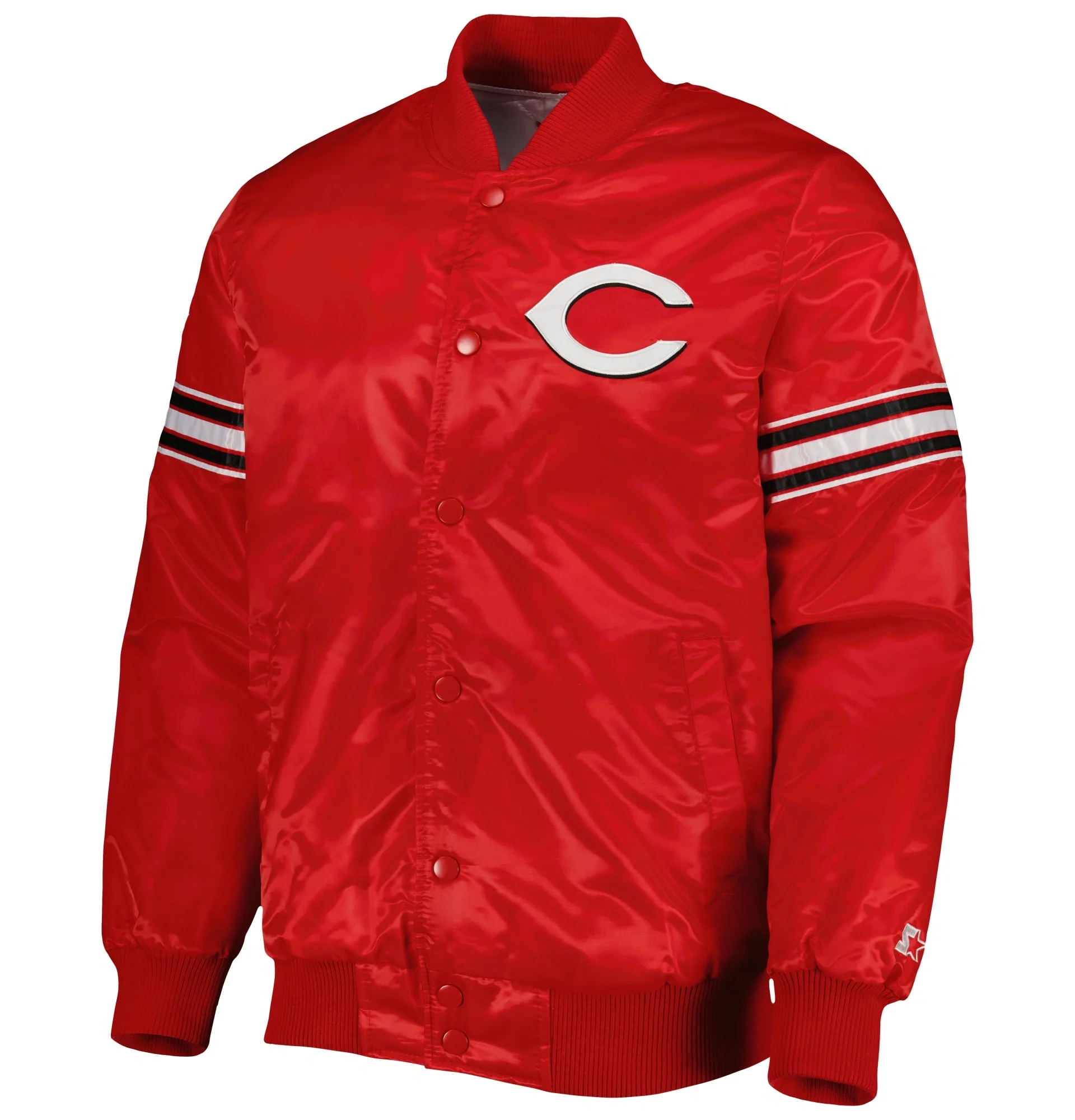 Cincinnati-Reds-Starter-Pick-Roll-Full-Snap-Satin-Varsity-Red-Jacket-leather moto 1
