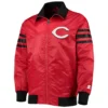 Cincinnati-Reds-Starter-Red-The-Captain-II-Full-Zip-Satin-Varsity-Jacket-leather moto 1