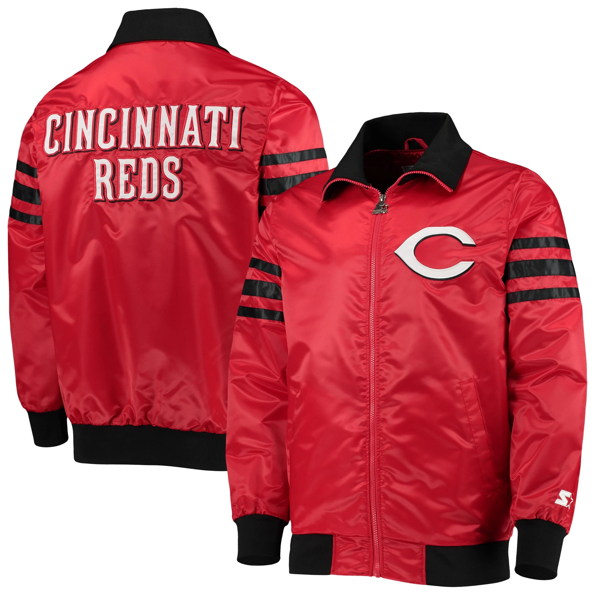 Cincinnati-Reds-Starter-Red-The-Captain-II-Full-Zip-Satin-Varsity-Jacket-leather moto 3
