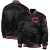 Cincinnati-Reds-Starter-The-Diamond-Full-Snap-Satin-Varsity-Black-Jacket-leather moto 3