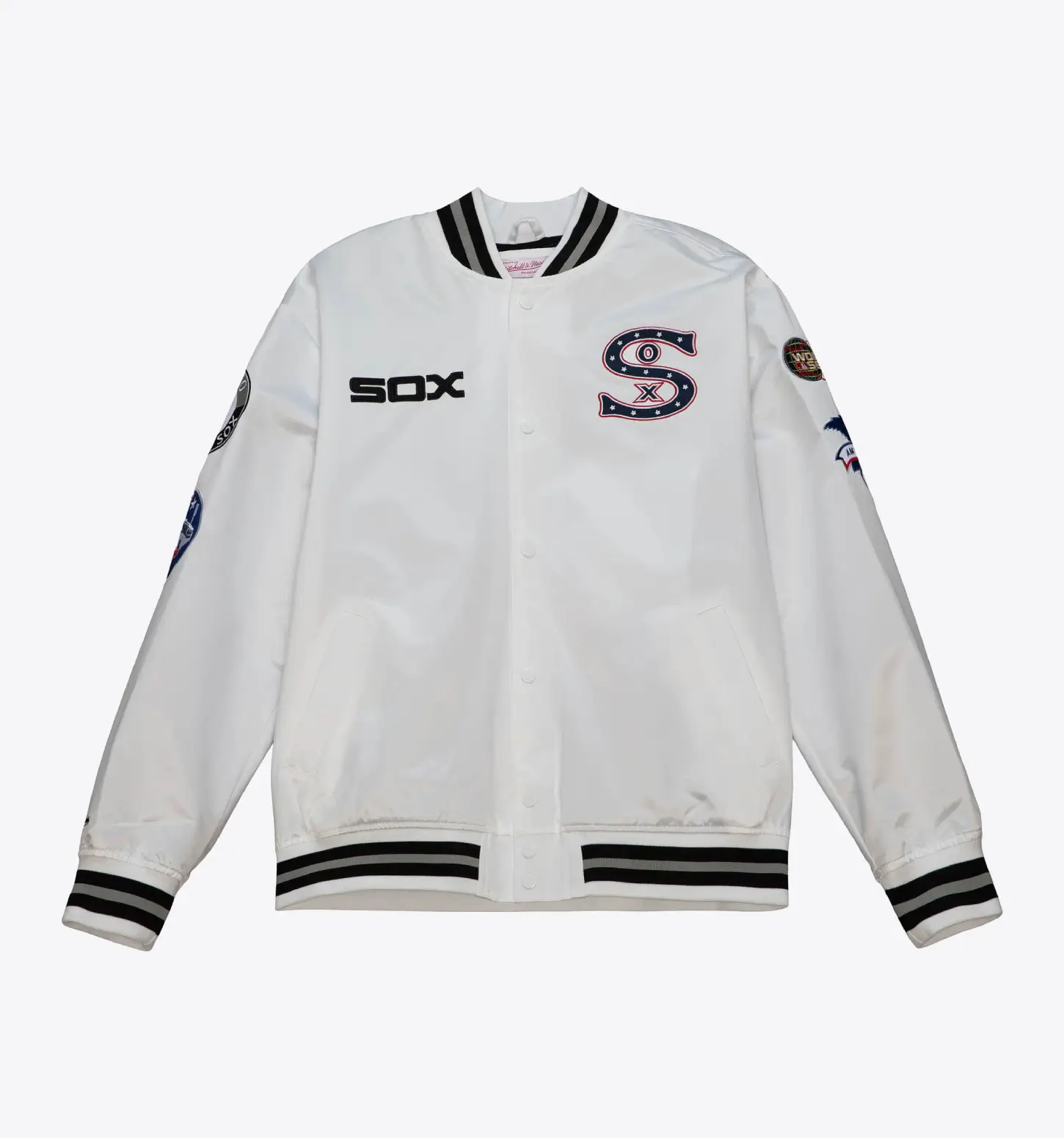 City-Collection-Lightweight-Satin-Jacket-Chicago-White-Sox leather moto 1