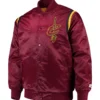 Cleveland Cavaliers Starter Full Snap Maroon Satin Varsity Jacket