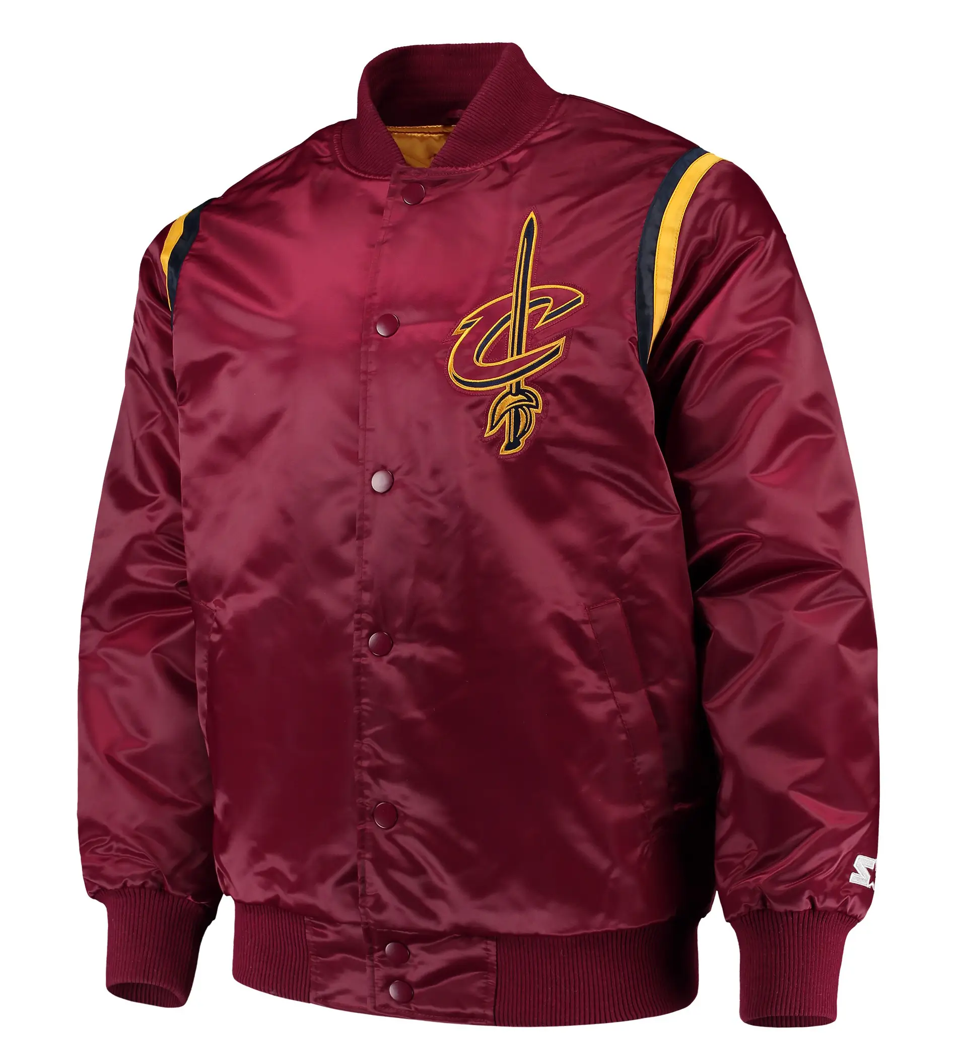 Cleveland Cavaliers Starter Full Snap Maroon Satin Varsity Jacket