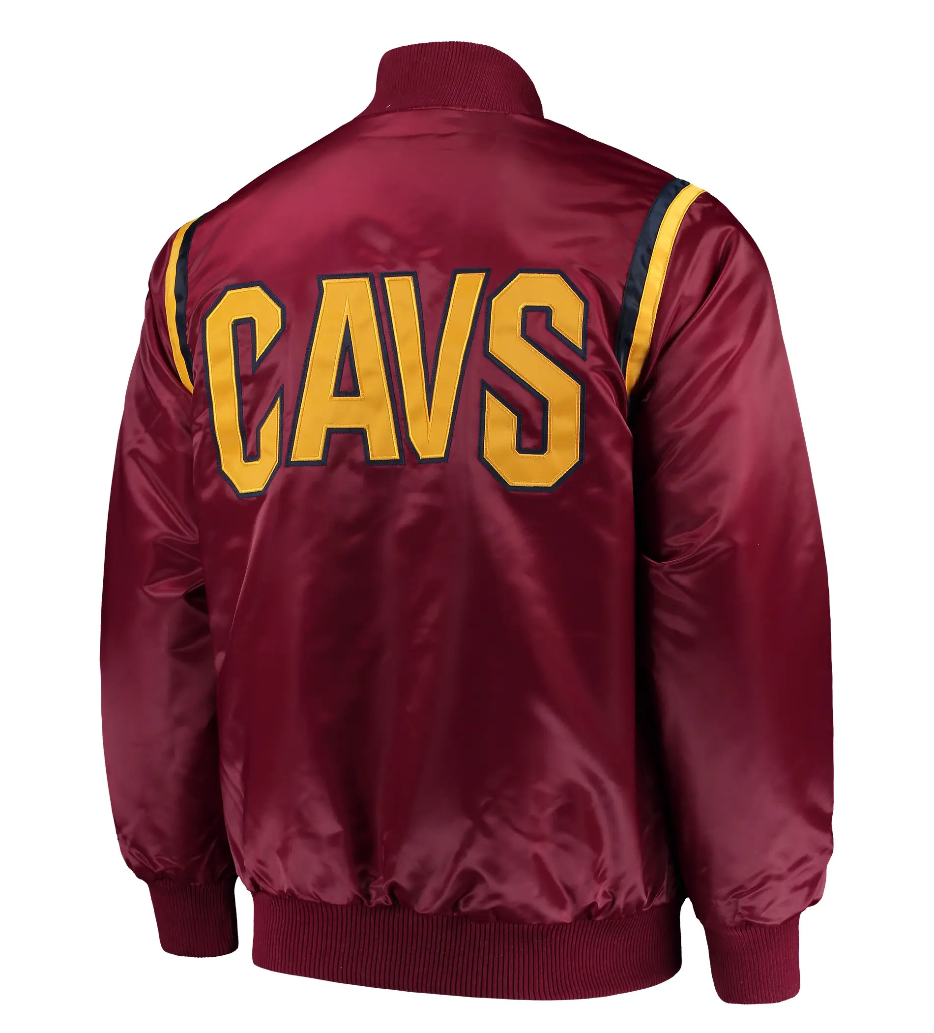 Alternative view of Cleveland Cavaliers Starter Full Snap Maroon Satin Varsity Jacket