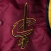 Cleveland Cavaliers Starter Full Snap Maroon Satin Varsity Jacket - Image 3