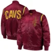 Cleveland Cavaliers Starter Full Snap Maroon Satin Varsity Jacket - Image 4
