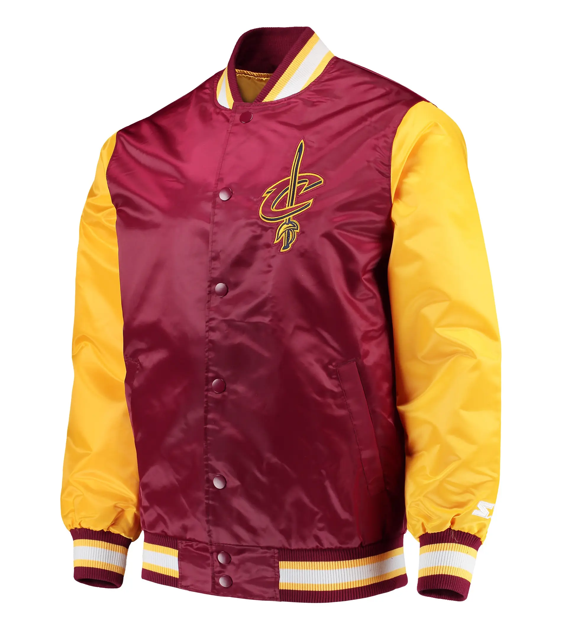 Cleveland-Cavaliers-Starter-Rookie-Full-Snap-Maroon-Gold-Varsity-Jacket-LeatherMoto
