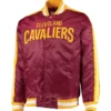 Cleveland Cavaliers Starter The Offensive Full-Snap Maroon Satin Varsity Jacket (1)
