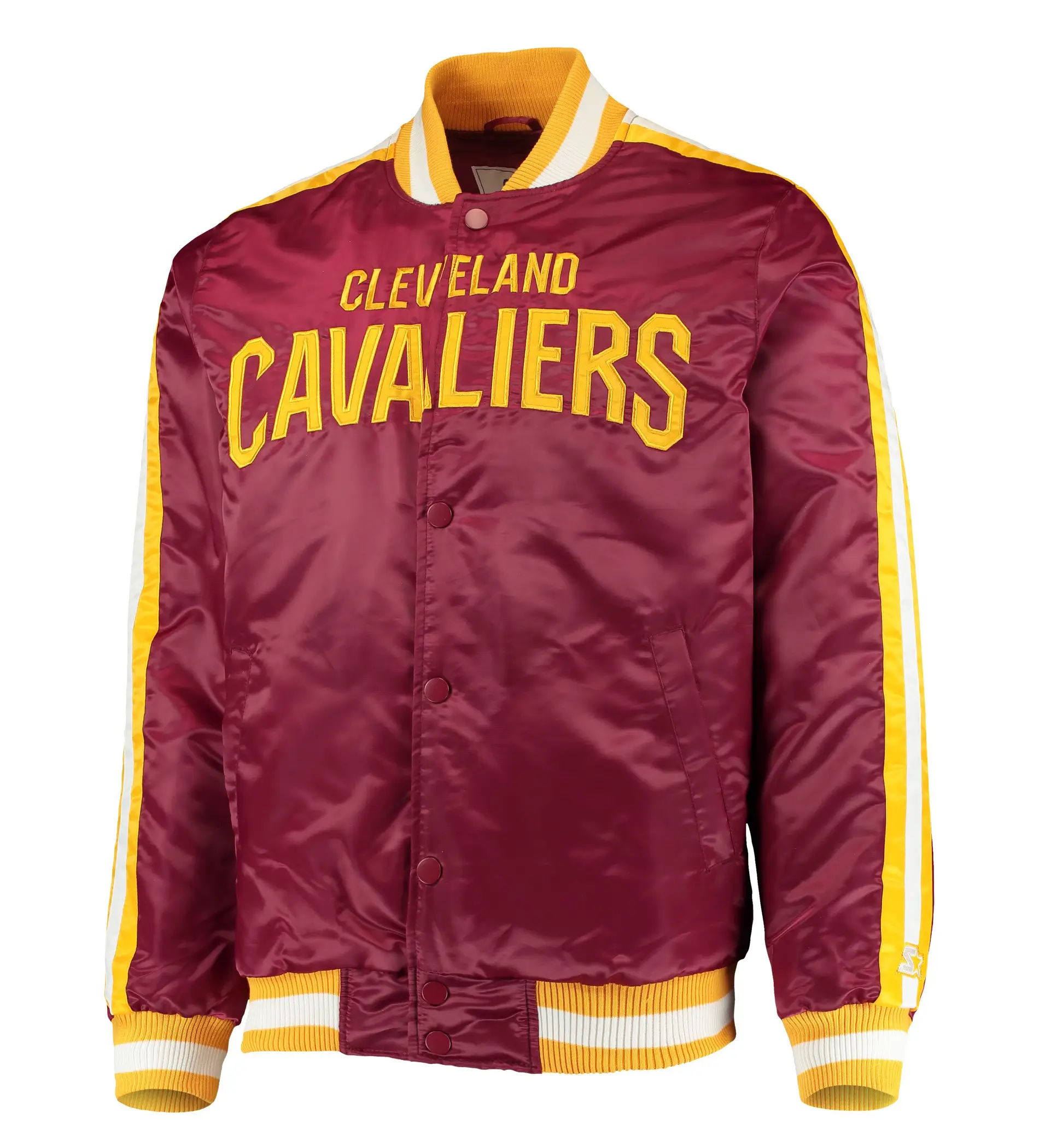 Cleveland Cavaliers Starter The Offensive Full-Snap Maroon Satin Varsity Jacket (1)