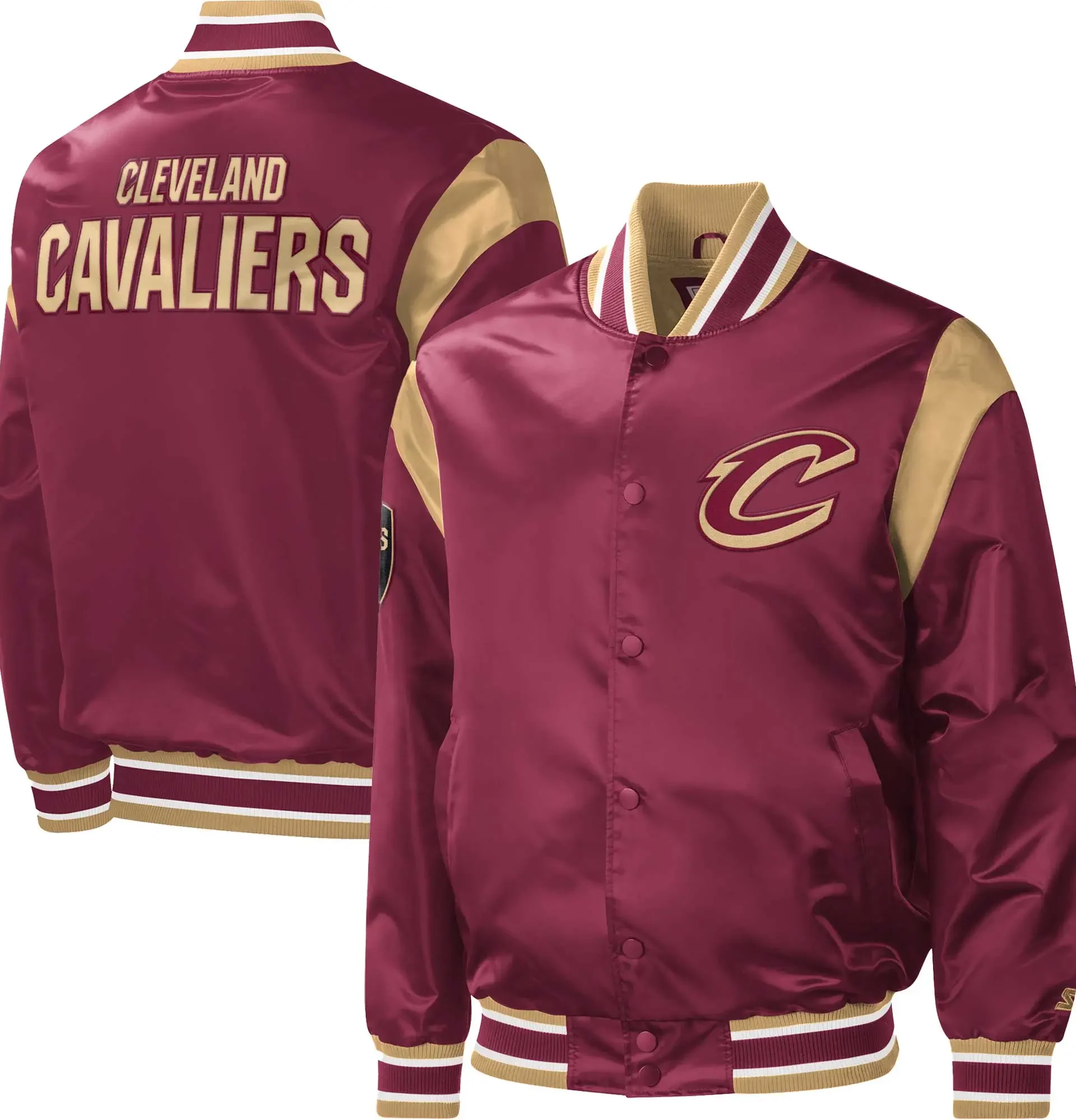 Cleveland-Cavaliers-Starter-Wine-Force-Play-Full-Snap-Maroon-Satin-Varsity-Jacket-LeatherMoto