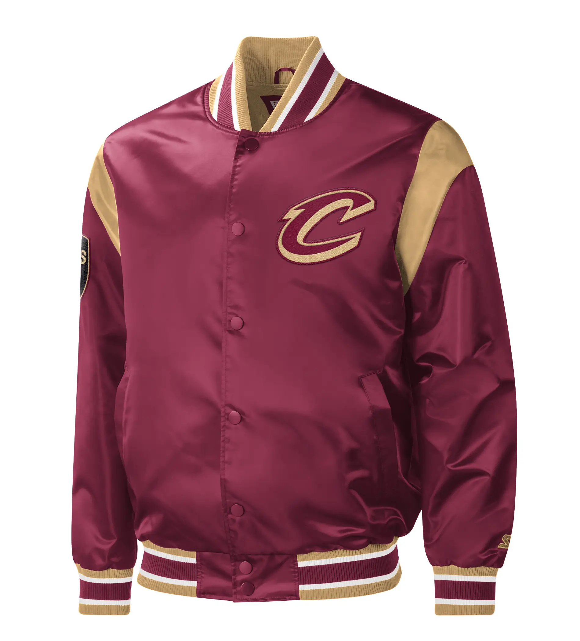 Cleveland-Cavaliers-Starter-Wine-Force-Play-Full-Snap-Maroon-Satin-Varsity-Jacket-LeatherMoto
