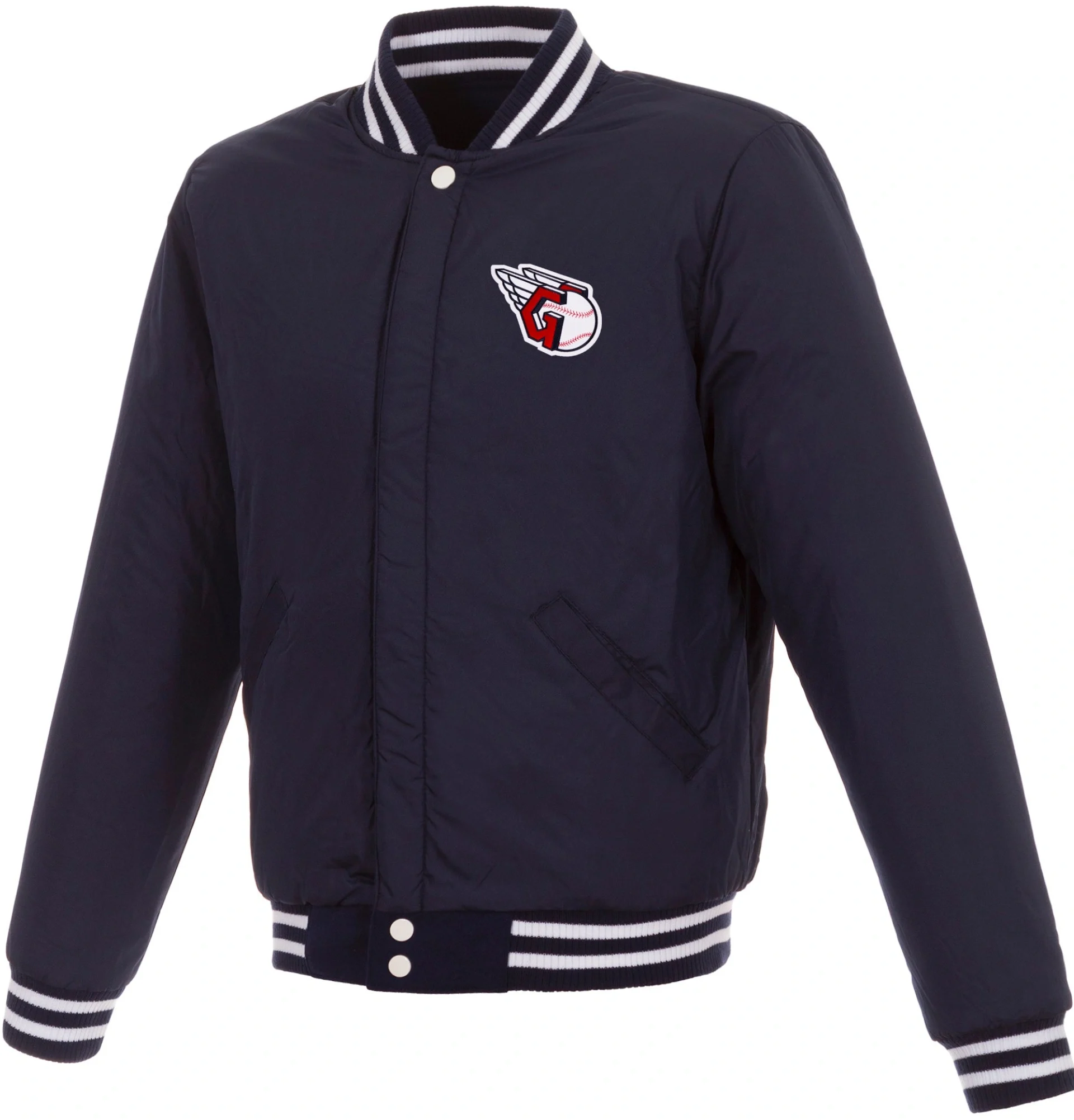 Cleveland-Guardians-Poly-Twill-Two-Tone-Varsity-Navy-Jacket-LEATHER MOTO 2