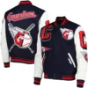 Cleveland-Guardians-Pro-Standard-Wool-Leather-Varsity-Jacket-Navy-White-leather moto 3