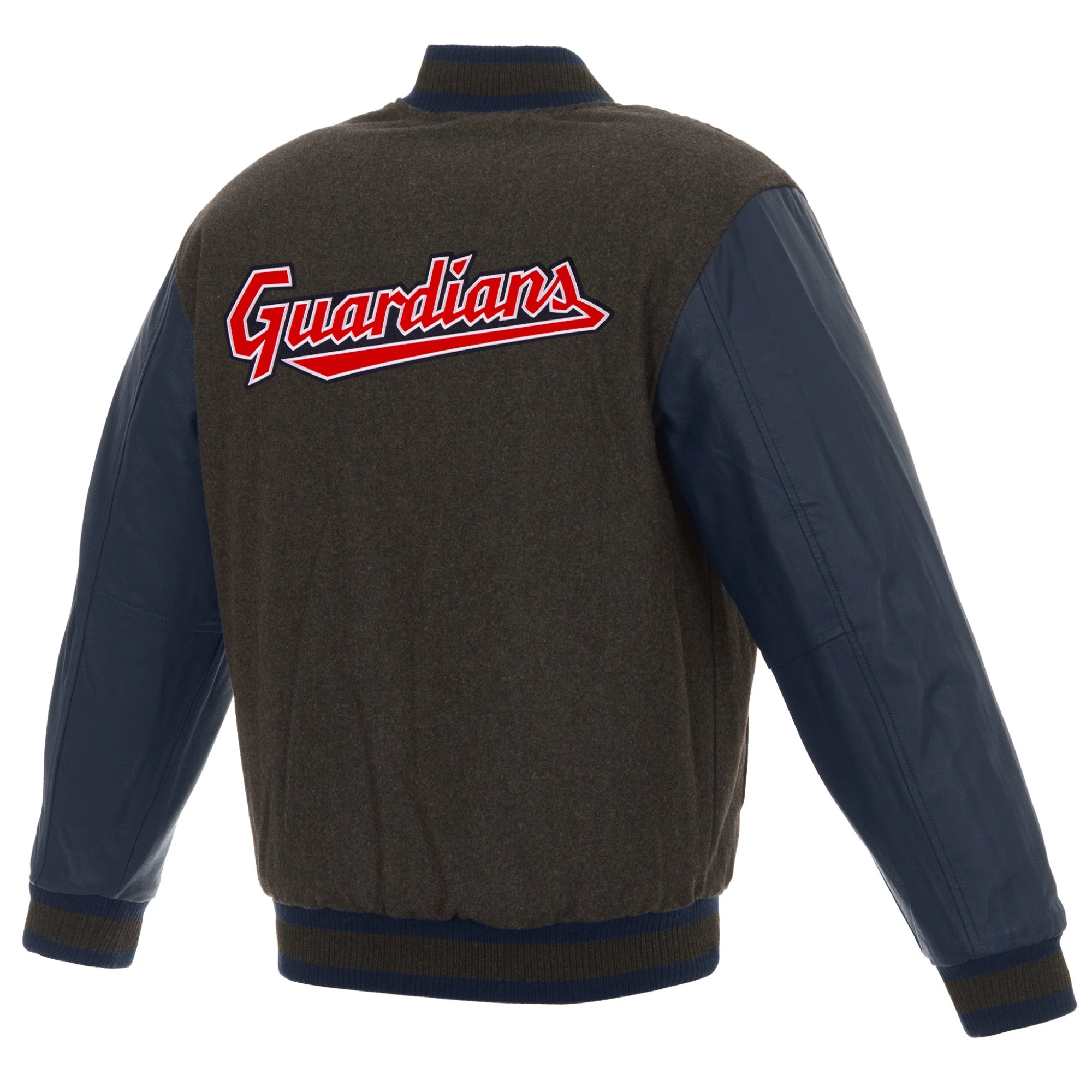 Cleveland-Guardians-Reversible-Wool-Leather-Varsity-Jacket-Charcoal-Navy-leather moto 2
