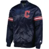 Cleveland-Guardians-Starter-Navy-Pick-Roll-Full-Snap-Satin-Varsity-Jacket-leather moto 1