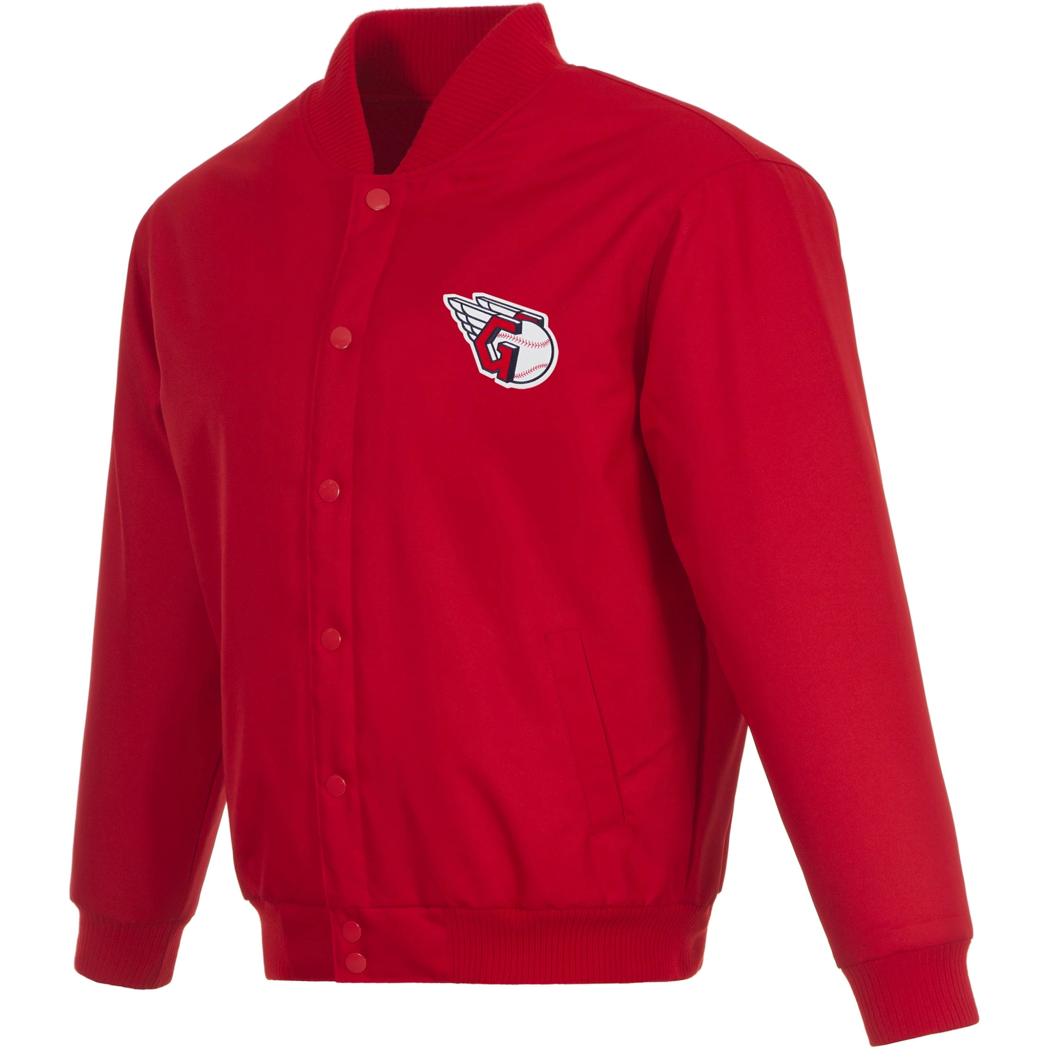 Cleveland-Guardians-polyester-Red-Varsity-Jacket-LEATHER MOTO 1