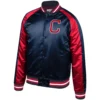 Cleveland-Indians-Baseball-Team-Players-Full-Snap-Satin-Varsity-Jacket-leather moto 1